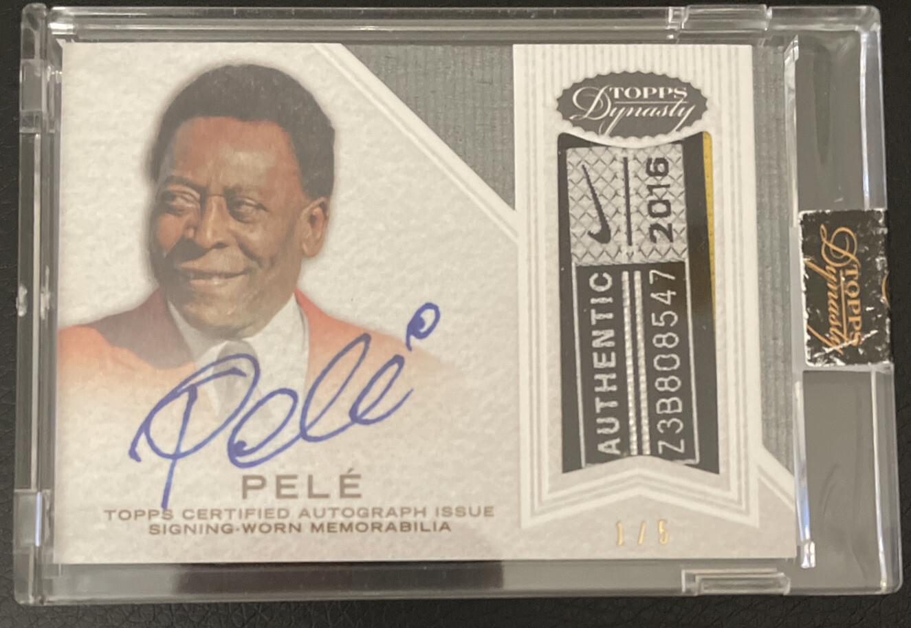PELE 2016 Topps Dynasty Auto Nike Patch Jersey Tag 1/5 Extremely Rare Card