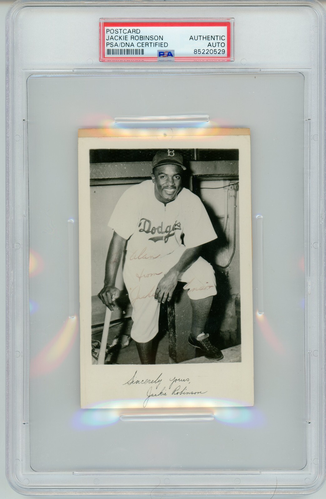Jackie Robinson ~ Signed Autographed 1950-56 J.J.K Copyart Postcard ~ PSA DNA