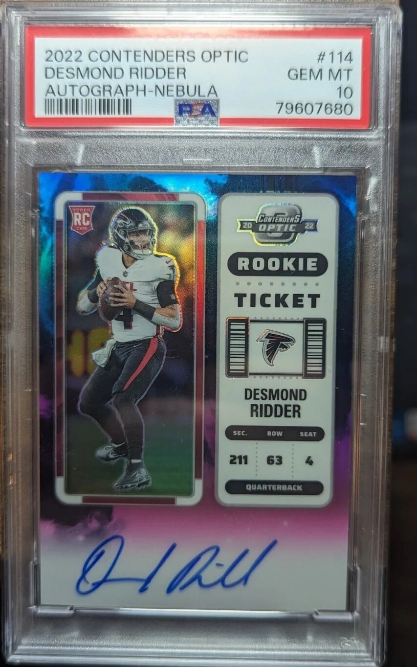 2022 Contenders Optic Nebula /2 Desmond Ridder RC Rookie Auto PSA 10 Gem Mint 