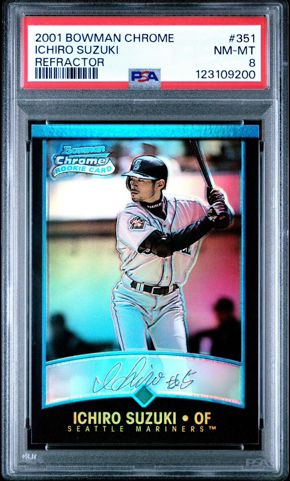 2001 Bowman Chrome Ichiro Suzuki Refractor Rookie RC #351 PSA 8 English Print