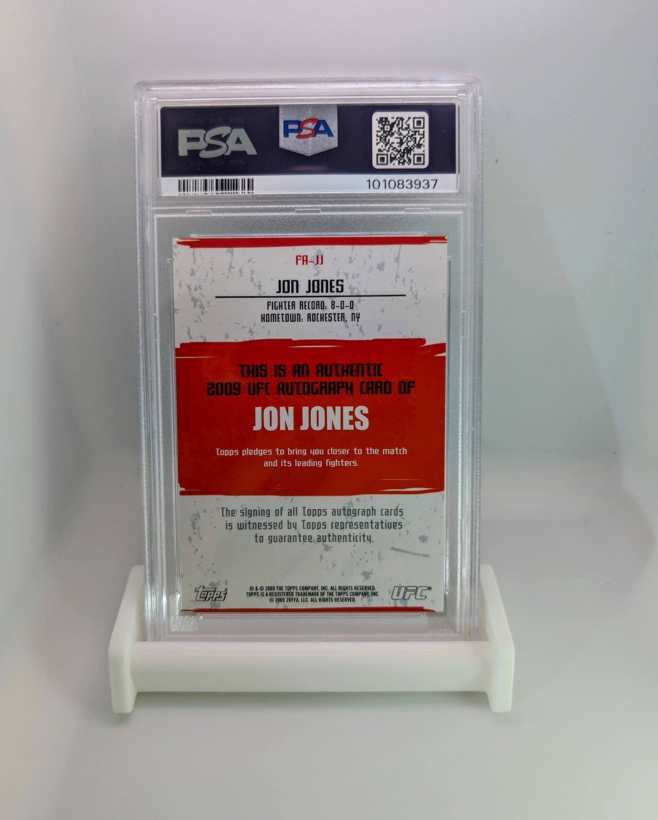 JON JONES AUTOGRAPH 2009 TOPPS UFC #FA-JJ - ROUND 2 - RC ROOKIE PSA 10 GEM MINT view 2