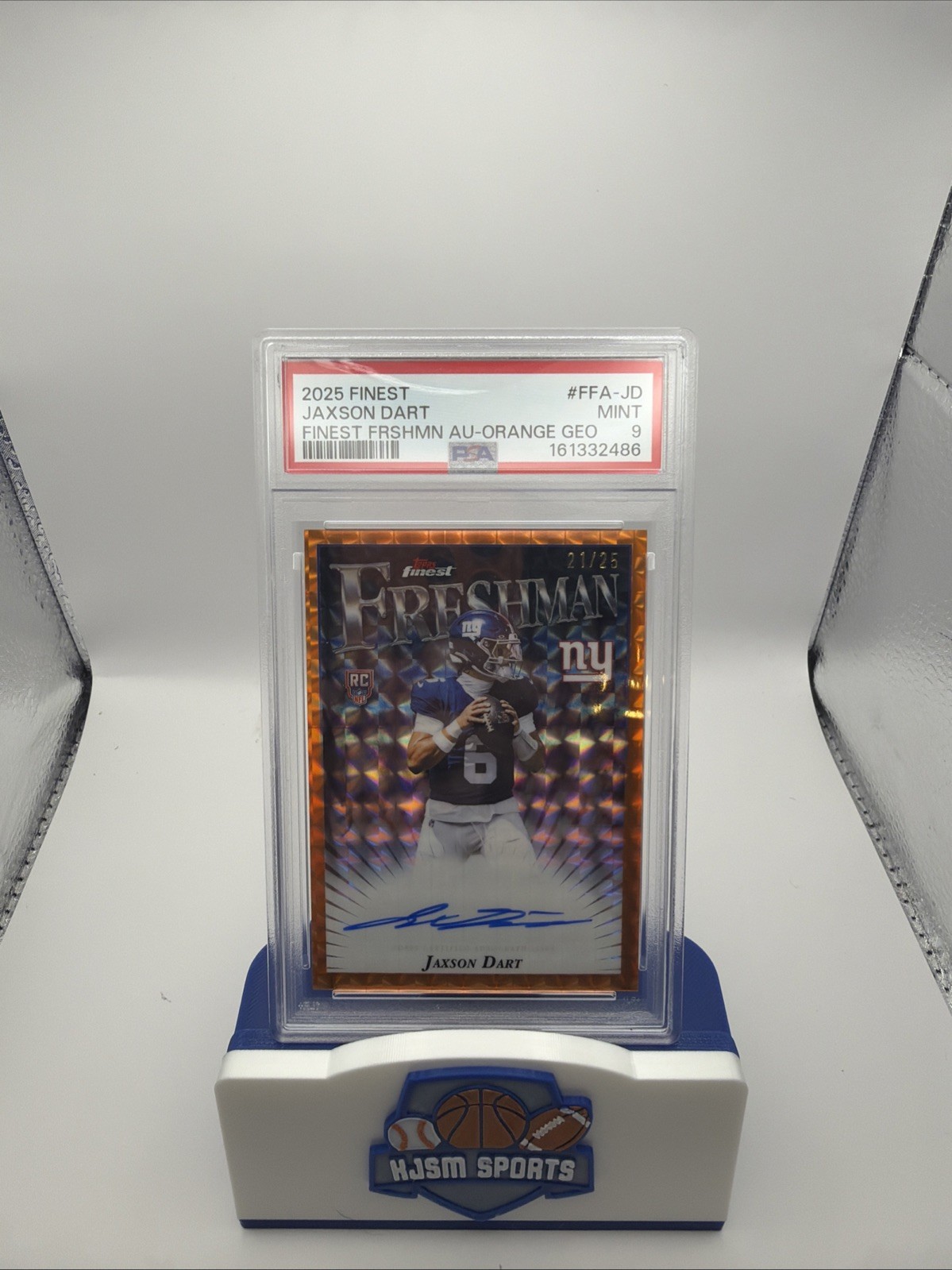 2025 Topps Finest Freshman JAXSON DART On Card Auto Orange Geometric/25 PSA 9