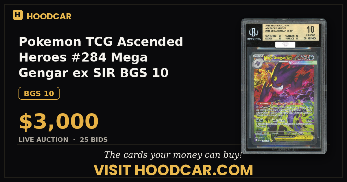 Pokemon TCG Ascended Heroes #284 Mega Gengar ex SIR BGS 10 PRISTINE MBA SILVER