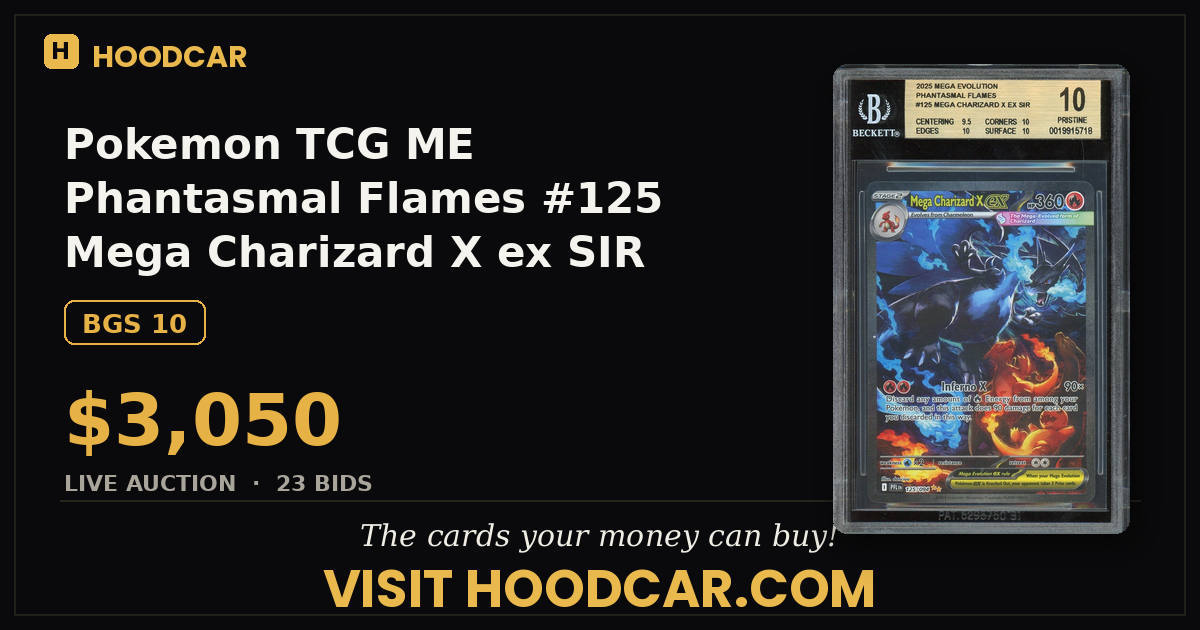 Pokemon TCG ME Phantasmal Flames #125 Mega Charizard X ex SIR BGS 10 PRISTINE