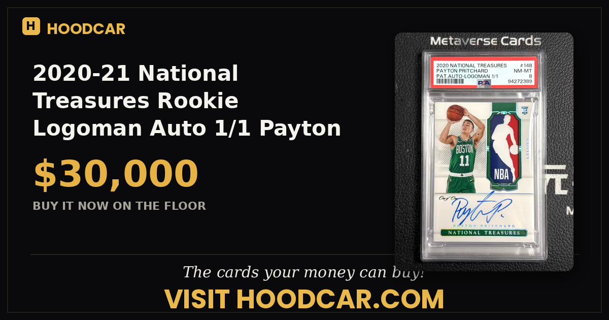 2020-21 National Treasures Rookie Logoman Auto 1/1 Payton Pritchard SSP RPA