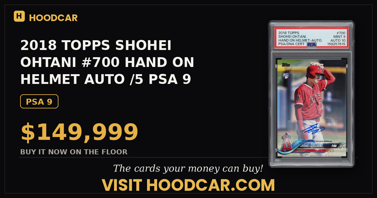 2018 TOPPS SHOHEI OHTANI #700 HAND ON HELMET AUTO /5 PSA 9 SSP RC