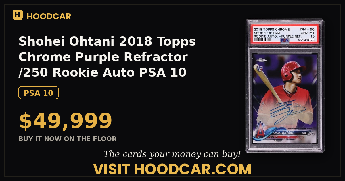 Shohei Ohtani 2018 Topps Chrome Purple Refractor /250 Rookie Auto PSA 10 🔥📈💎