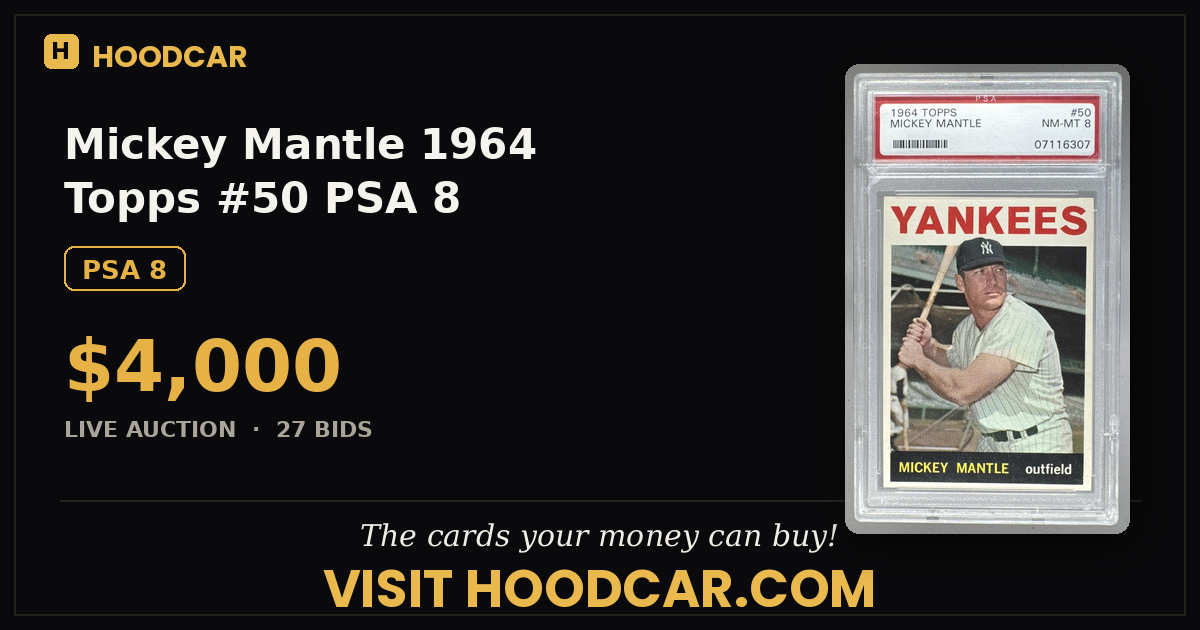 Mickey Mantle 1964 Topps #50 PSA 8