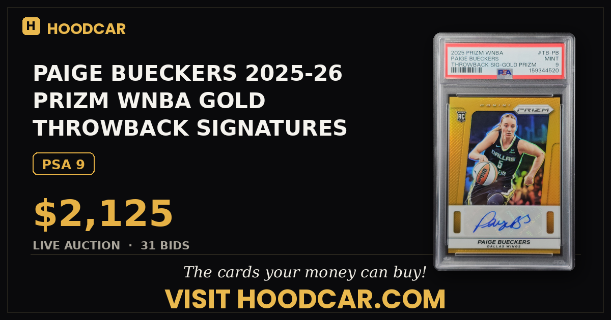 PAIGE BUECKERS 2025-26 PRIZM WNBA GOLD THROWBACK SIGNATURES RC AUTO 10/10 PSA 9
