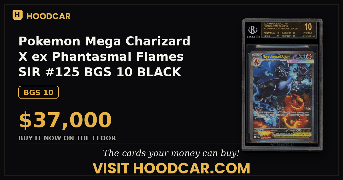 Pokemon Mega Charizard X ex Phantasmal Flames SIR #125 BGS 10 BLACK LABEL