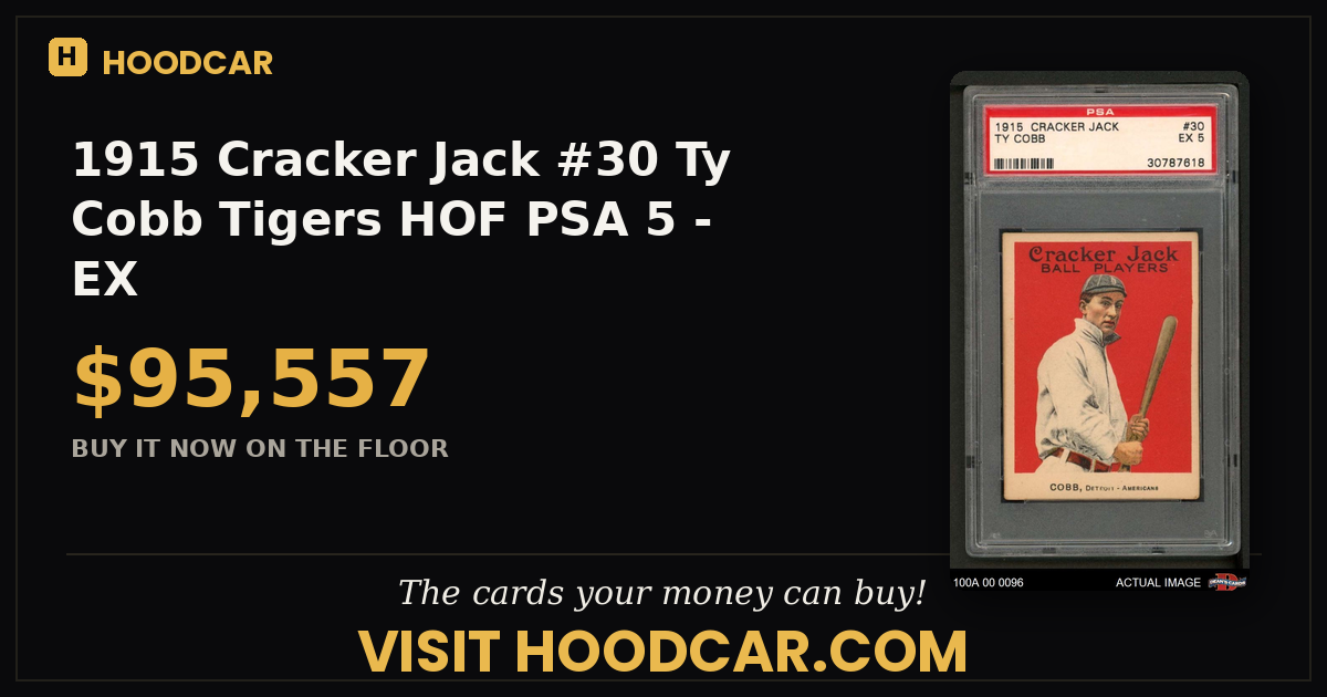 1915 Cracker Jack #30 Ty Cobb Tigers HOF PSA 5 - EX