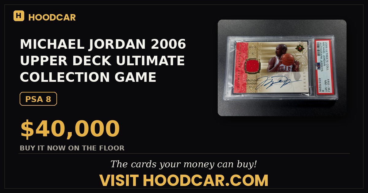 MICHAEL JORDAN 2006 UPPER DECK ULTIMATE COLLECTION GAME JERSEY AUTO /75 PSA 8 MJ
