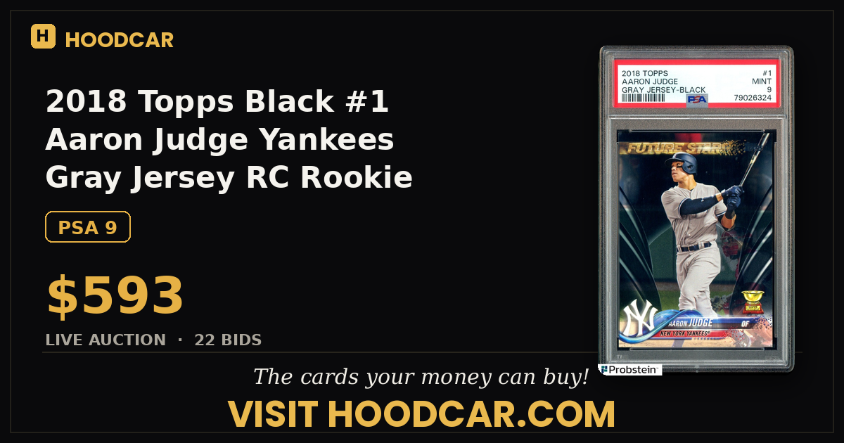2018 Topps Black #1 Aaron Judge Yankees Gray Jersey RC Rookie 8/67 PSA 9 MINT