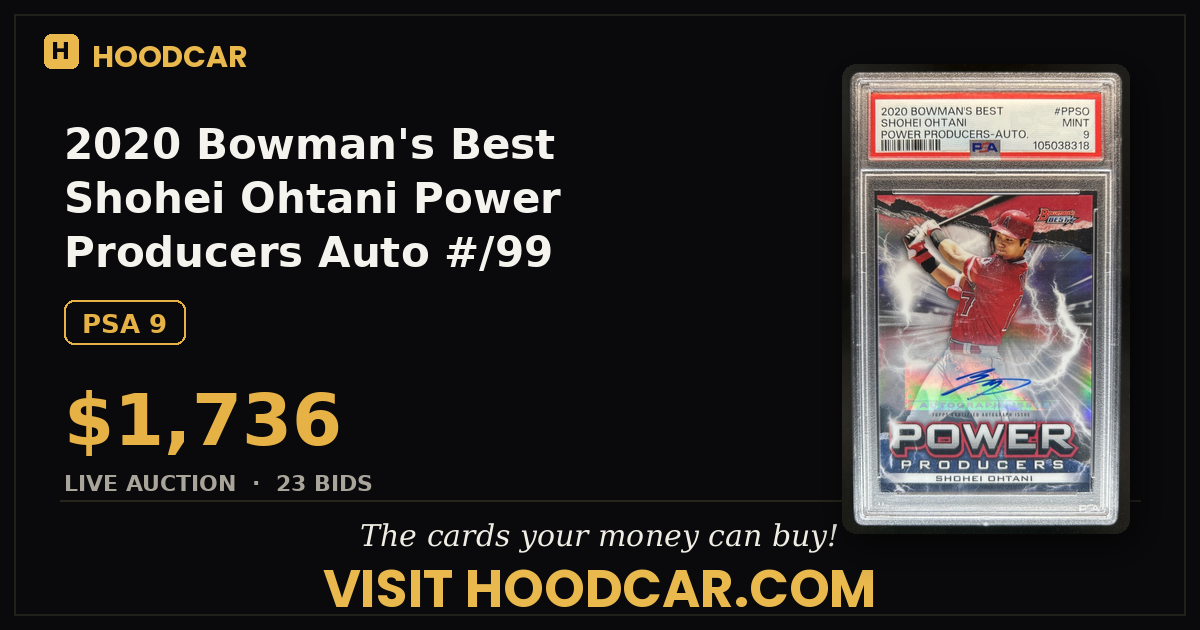 2020 Bowman's Best Shohei Ohtani Power Producers Auto #/99 Angels PSA 9