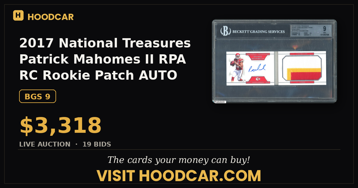 2017 National Treasures Patrick Mahomes II RPA RC Rookie Patch AUTO 73/99 BGS 9