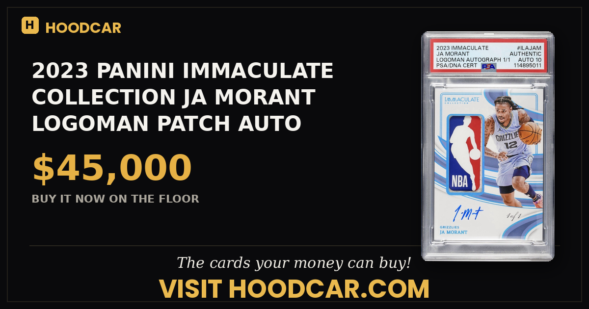 2023 PANINI IMMACULATE COLLECTION JA MORANT LOGOMAN PATCH AUTO 1/1 GAME-WORN